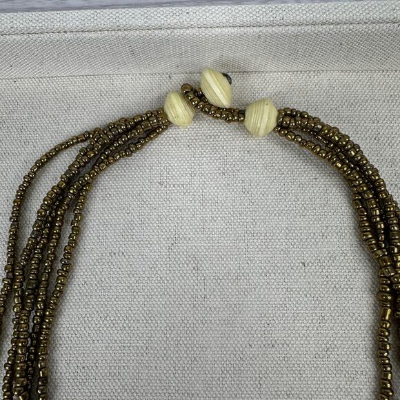 Noonday Collection Rachel Necklace Multi-Strand Paper and Bone Beads Handcrafted - Picture 4 of 5